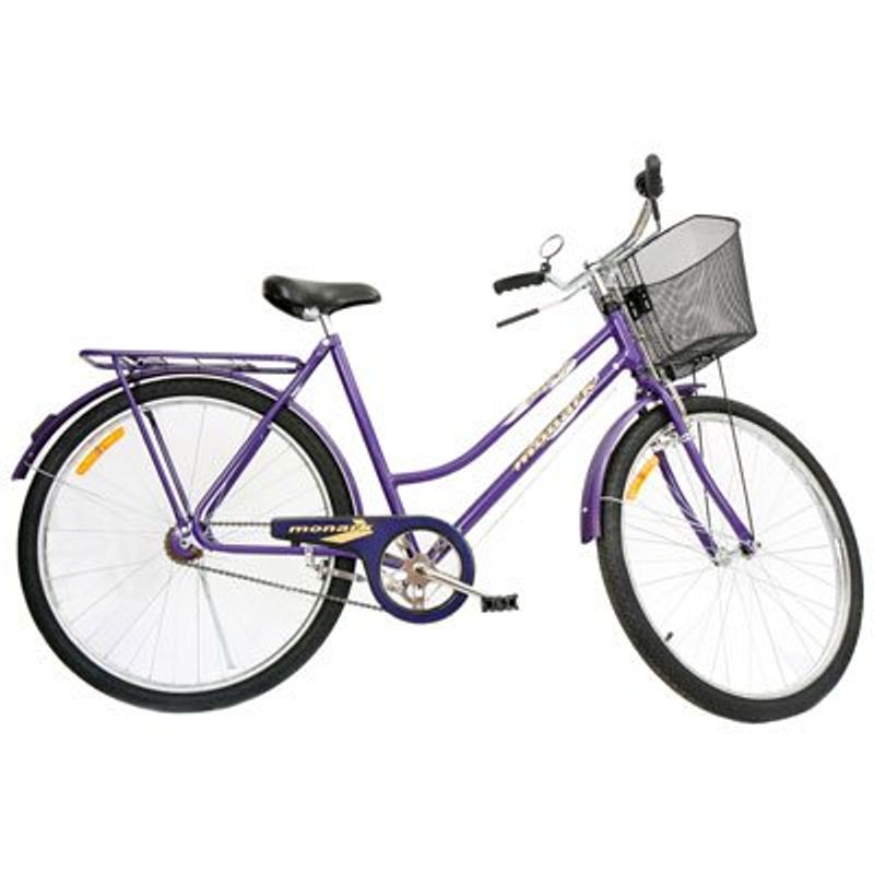 bicicleta monark tropical aço carbono aro 26 com cesta violeta