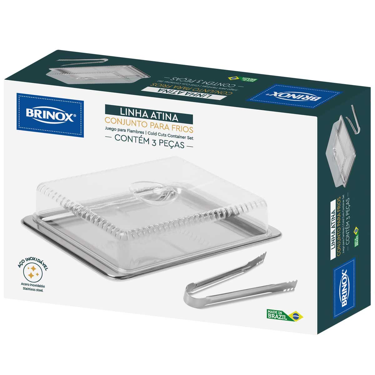 Conjunto para Frios 3 Peças Brinox com Tampa Inox