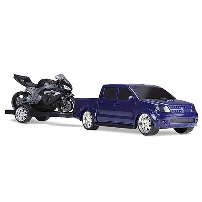 carrinho de brinquedo pick-up com moto roma 1115 cores sortidas