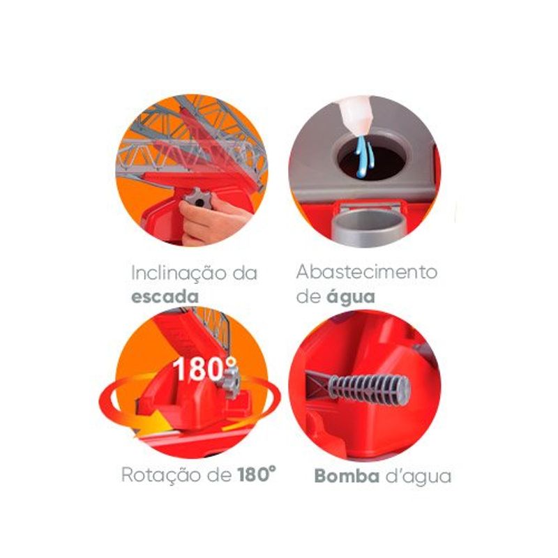 caminhão de brinquedo roma jensen brutale bombeiro lança água vermelho 1510