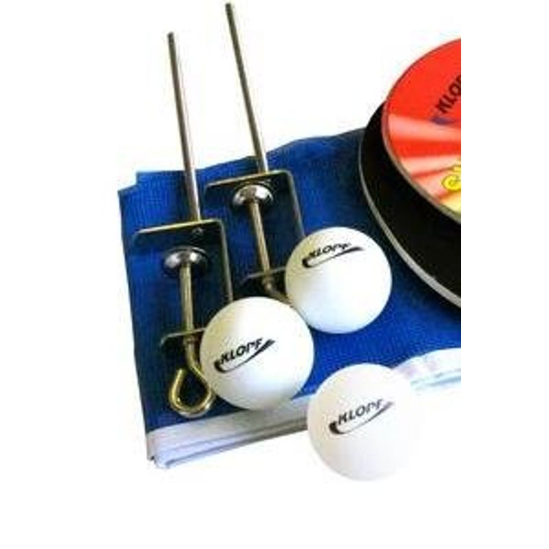 kit para tênis de mesa 8 peças klopf 2 raquetes 3 bolas 1 rede 2 pinos pop 5030