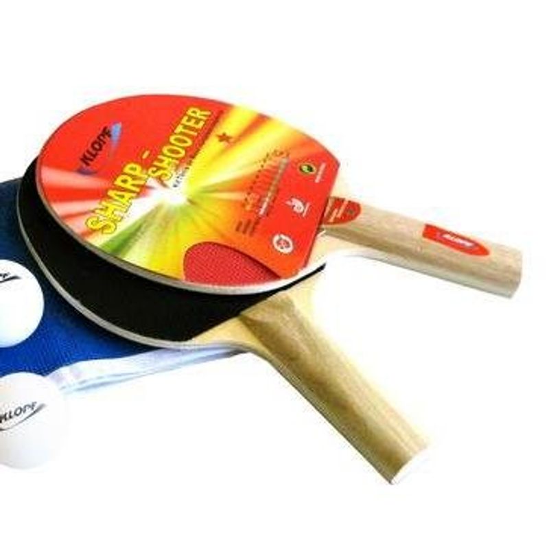 kit para tênis de mesa 8 peças klopf 2 raquetes 3 bolas 1 rede 2 pinos pop 5030