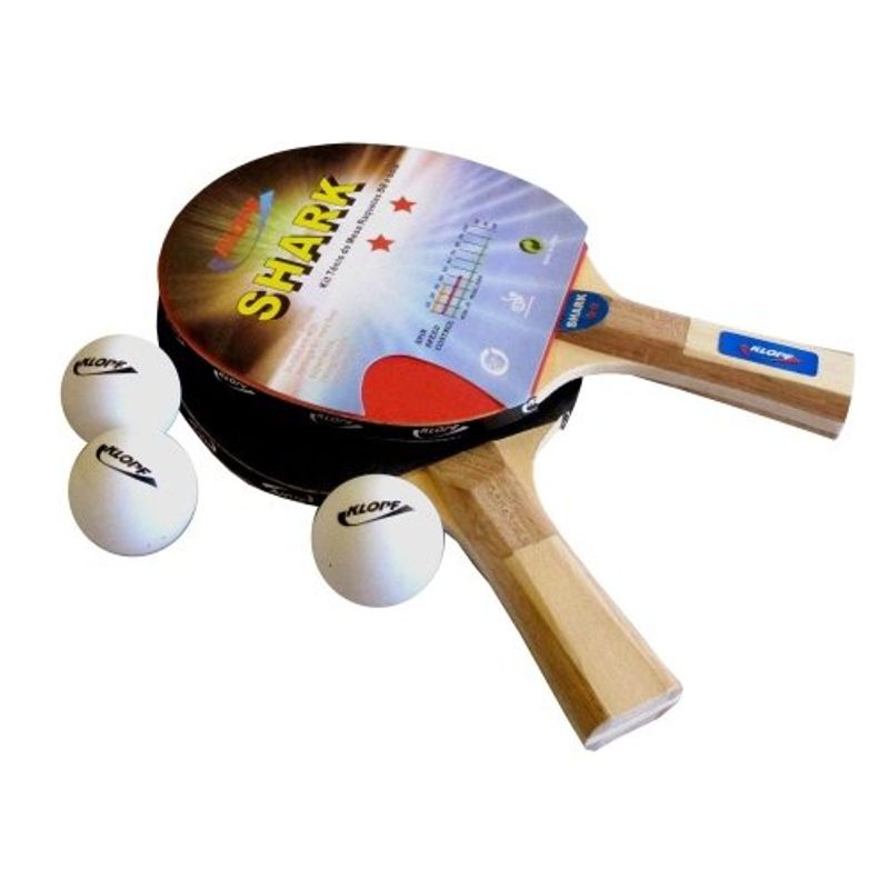 kit para tênis de mesa 8 peças klopf 2 raquetes 3 bolas 1 rede 2 pinos pop 5030