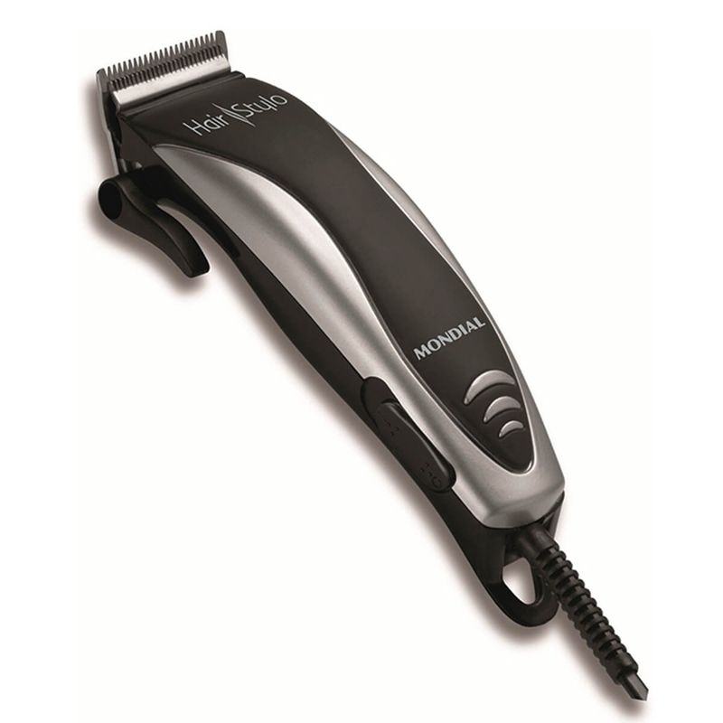 máquina de cortar cabelo mondial hair stylo 4 guias 127v 10w preto cr-02