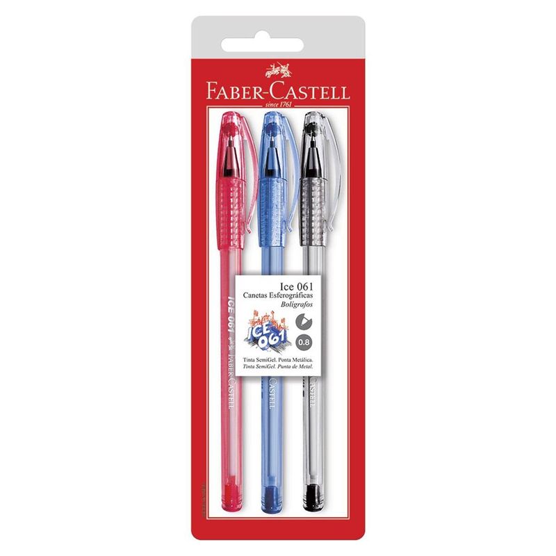 caneta esferográfica faber-castell ice 061 com 3 unidades