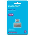 cartão de memória com adaptador usb multilaser 64gb preto mc164
