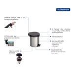 lixeira tramontina com pedal new em aço 5l - 94538705