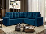 sofá de canto oviedo veludo marjom azul marinho (mp)