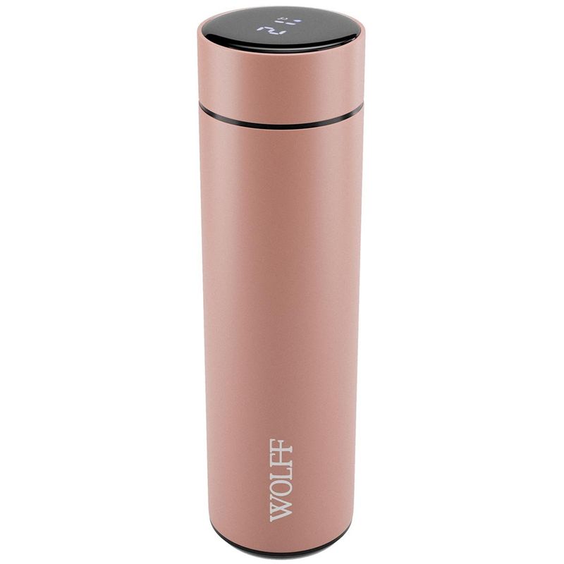 garrafa térmica rojemac aço inox com termômetro em led 500ml wolff 29114 rosé
