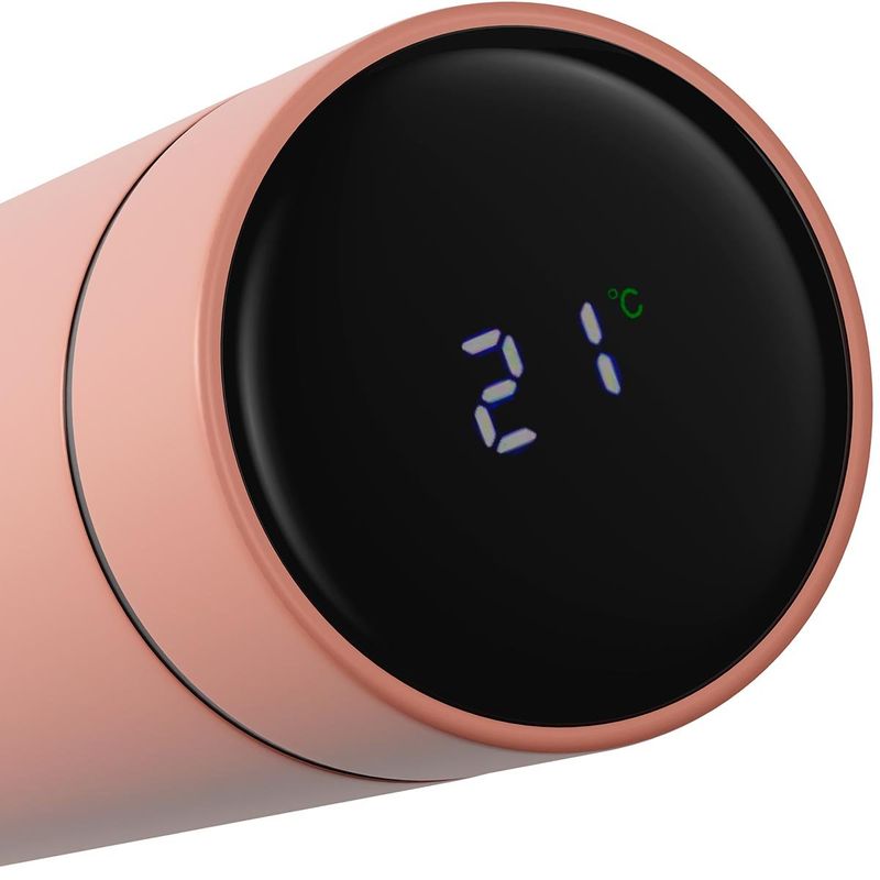 garrafa térmica rojemac aço inox com termômetro em led 500ml wolff 29114 rosé