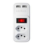 adaptador intelbras elétrico 2 tomadas 2 usb branco 4824400