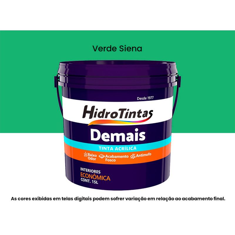 tinta acrílica hidrotintas econômica fosca 15l demais verde siena (mp)
