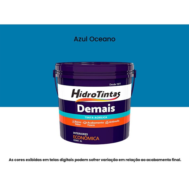 tinta acrílica hidrotintas econômica fosca 3l demais azul oceano (mp)