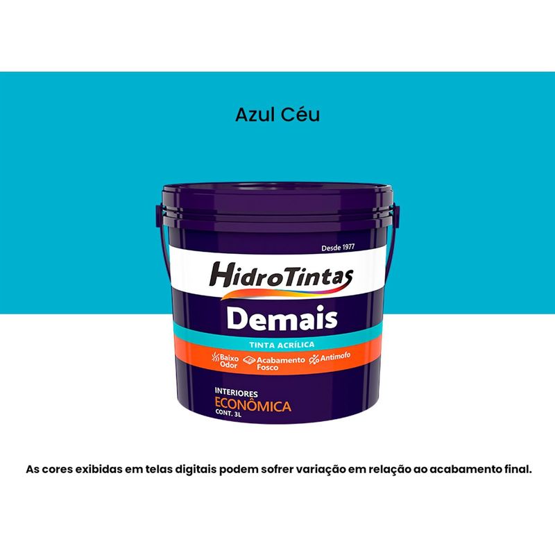 tinta acrílica econômica fosca 3l demais hidrotintas azul céu (mp)