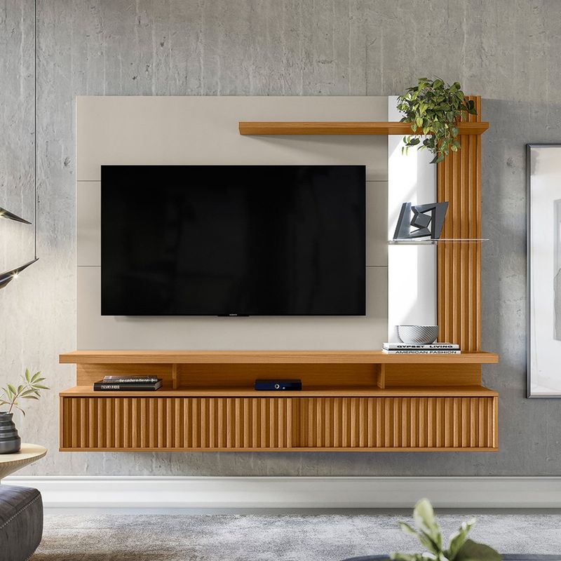 painel home para tv até 60" linea maragogi nature e off white