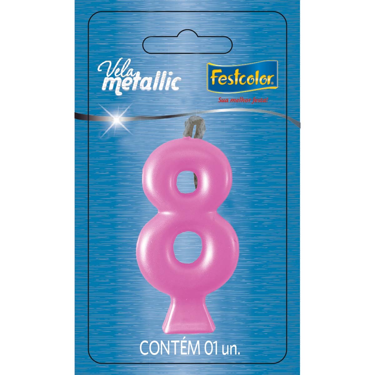 Vela Metallic Nº8 Festcolor Rosa (MP)