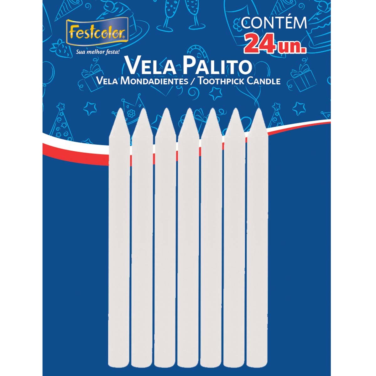 Vela Palito Festcolor Branca (MP)