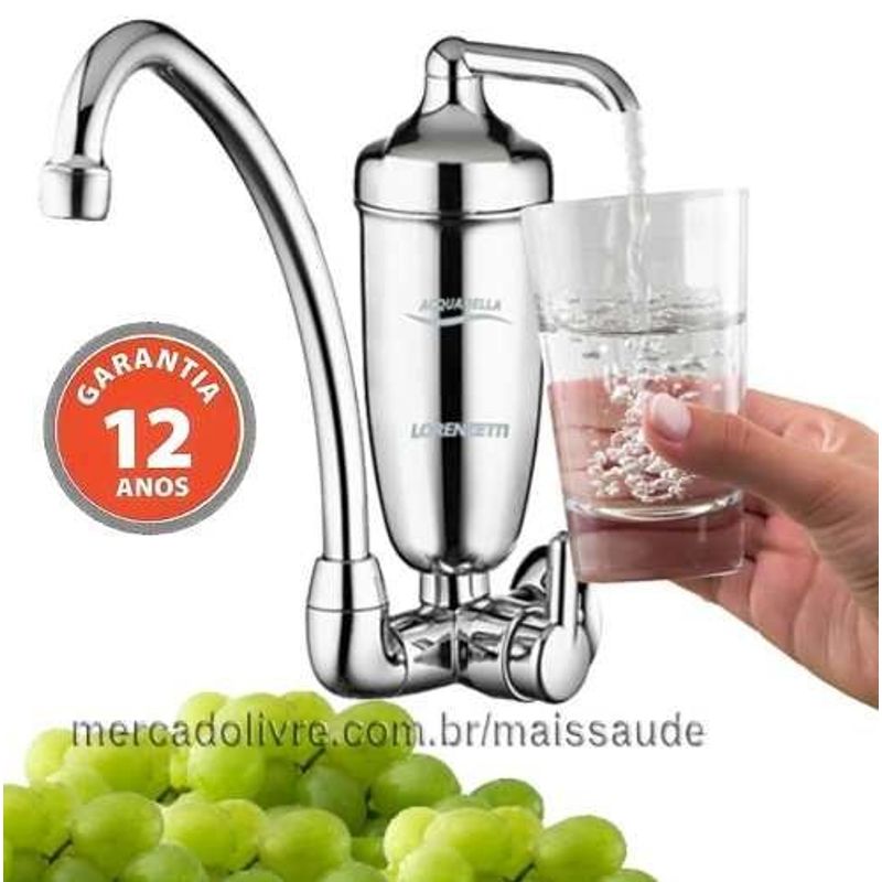 filtro de água lorenzetti com torneira acqua bella plástico cromado
