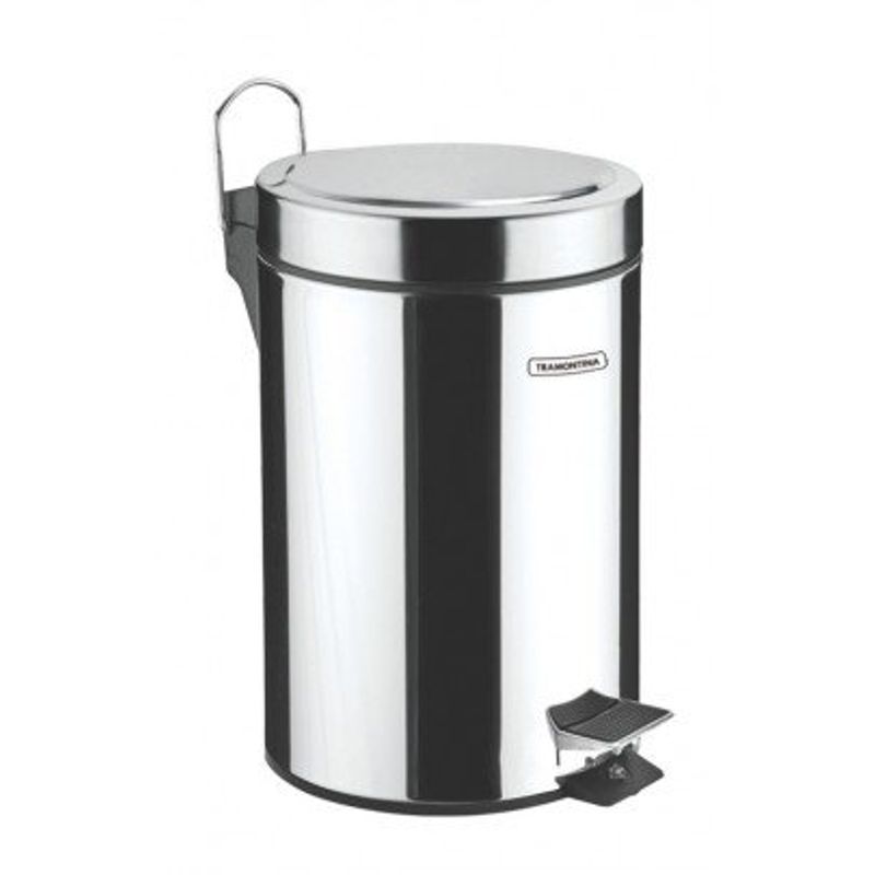 lixeira 20 litros tramontina com pedal e alça para transporte 94538/120 inox