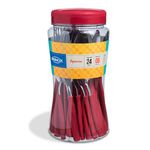 conjunto de talheres 24 peças brinox itaparica lâmina aço inox cabo plástico vermelho