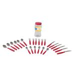 conjunto de talheres 24 peças brinox itaparica lâmina aço inox cabo plástico vermelho
