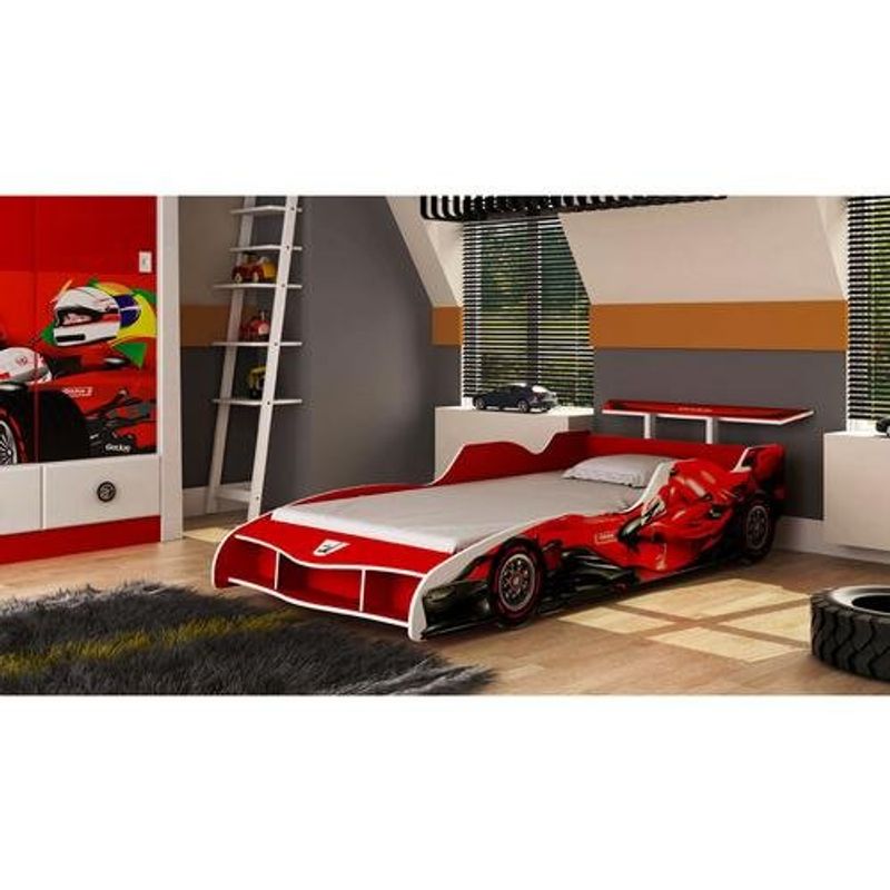 cama infantil gelius fórmula 1 mdf vermelho