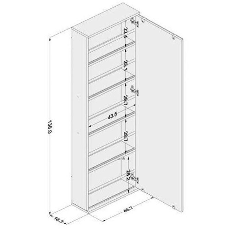 sapateira de parede politorno 1 porta itajaí com espelho branco 221082