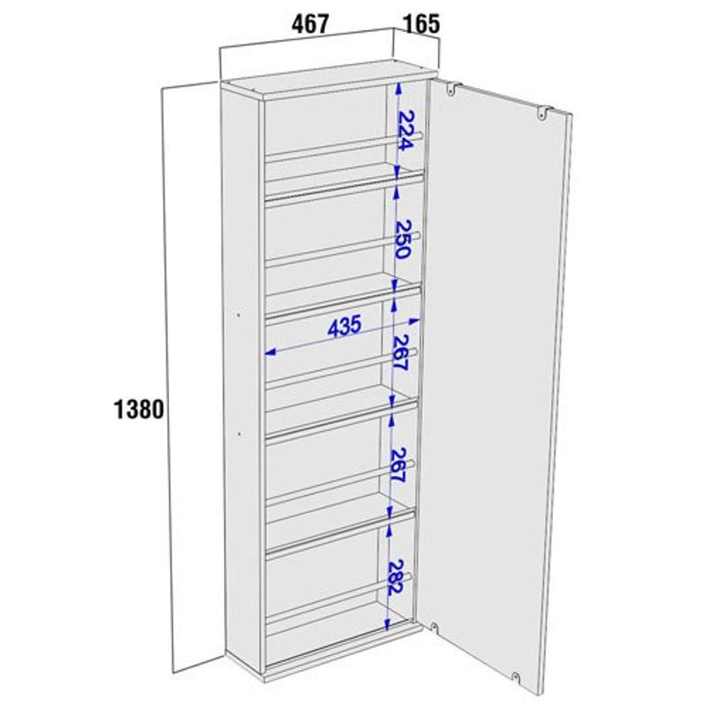 sapateira de parede politorno 1 porta itajaí com espelho branco 221082