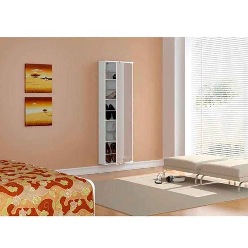 sapateira de parede politorno 1 porta itajaí com espelho branco 221082