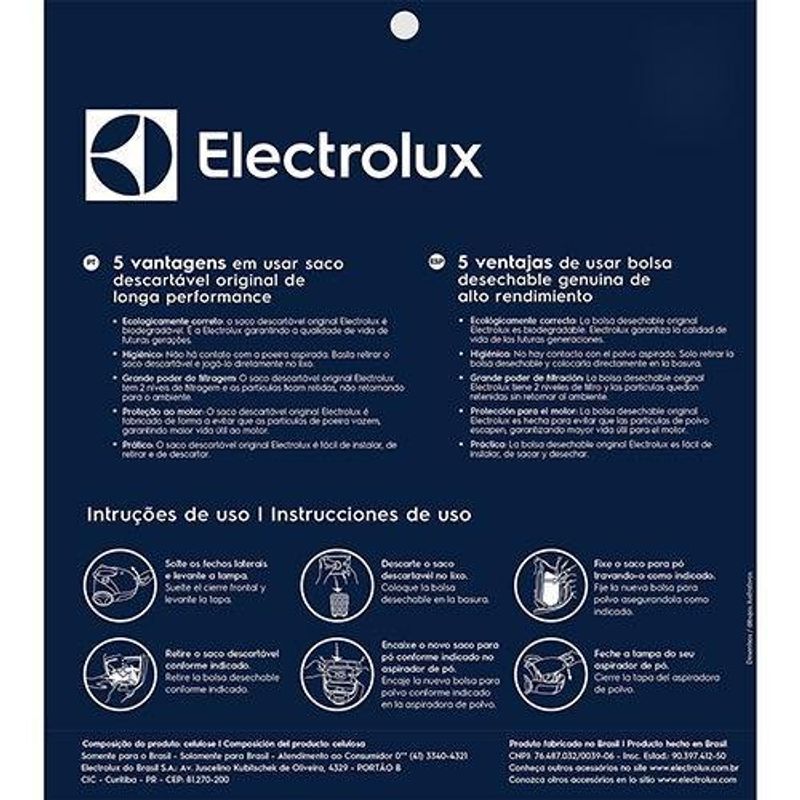 conjunto de sacos para aspirador de pó electrolux sbene 3 unidades