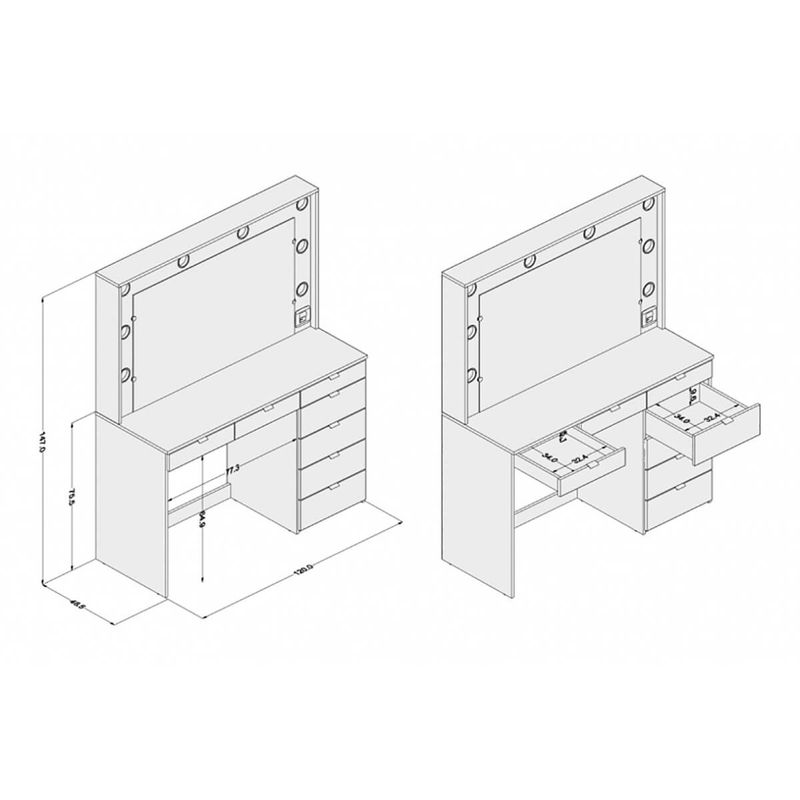 penteadeira camarim politorno las vegas branca