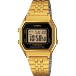 relógio casio feminino digital pulseira de aço dourado la680wga1bdf