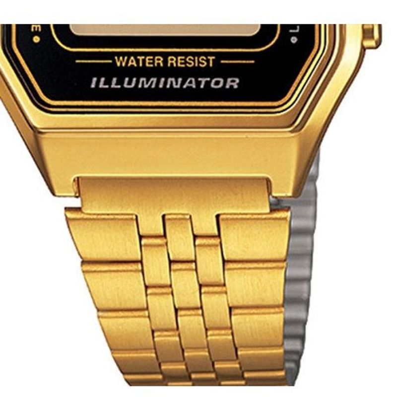 relógio casio feminino digital pulseira de aço dourado la680wga1bdf
