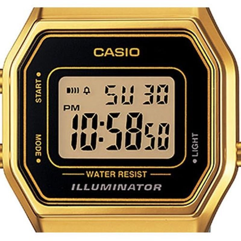 relógio casio feminino digital pulseira de aço dourado la680wga1bdf
