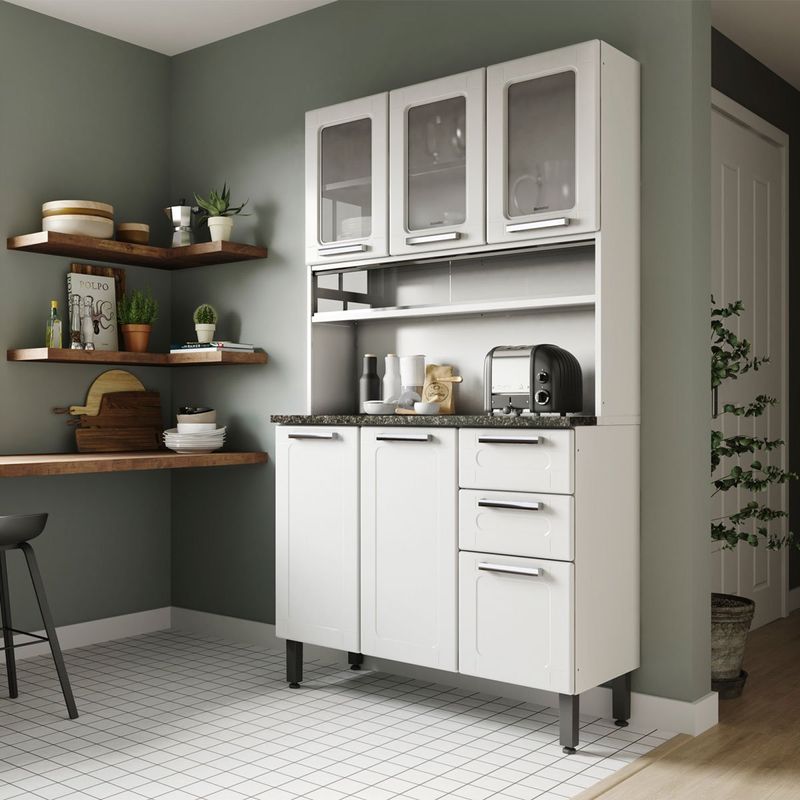 armário de cozinha bertolini multi 5 portas 3 gaveta branco 614559046