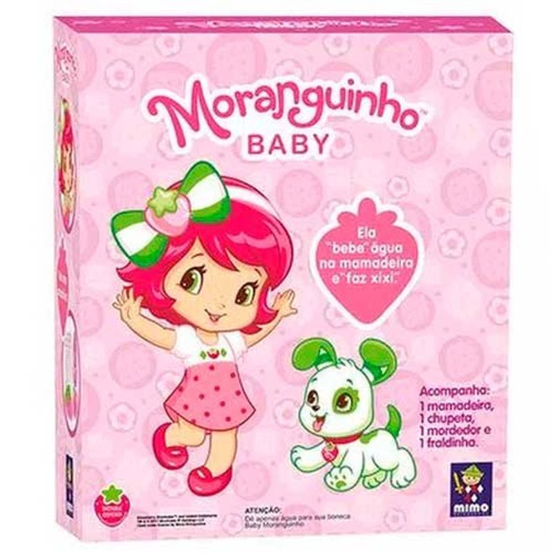 boneca moranguinho baby faz xixi + acessórios mimo
