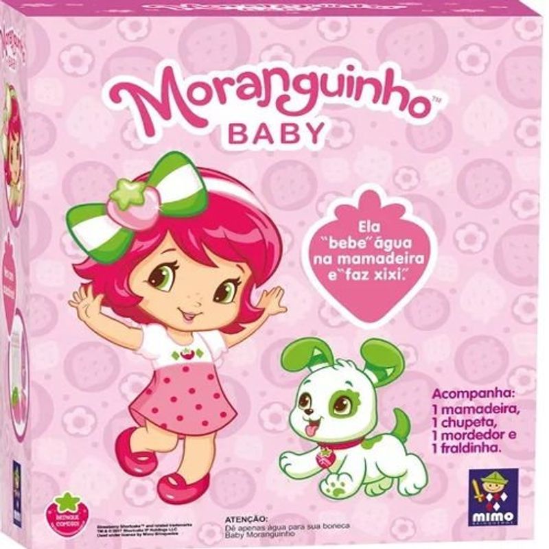 boneca moranguinho baby faz xixi + acessórios mimo
