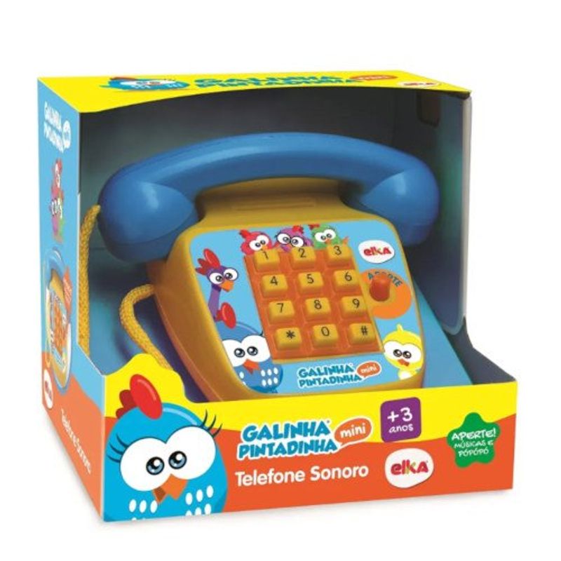 brinquedo elka telefone sonoro galinha pintadinha mini 1087