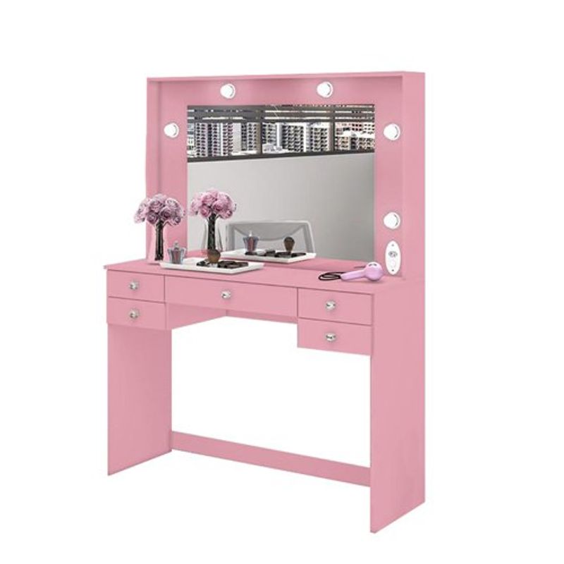 penteadeira camarim movelbento espelho rosa
