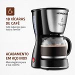 cafeteira elétrica mondial dolce arome jarra vidro 127v 550w 18 xícaras preto e inox c-30