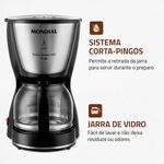 cafeteira elétrica mondial dolce arome jarra vidro 127v 550w 18 xícaras preto e inox c-30
