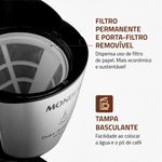 cafeteira elétrica mondial dolce arome jarra vidro 127v 550w 18 xícaras preto e inox c-30