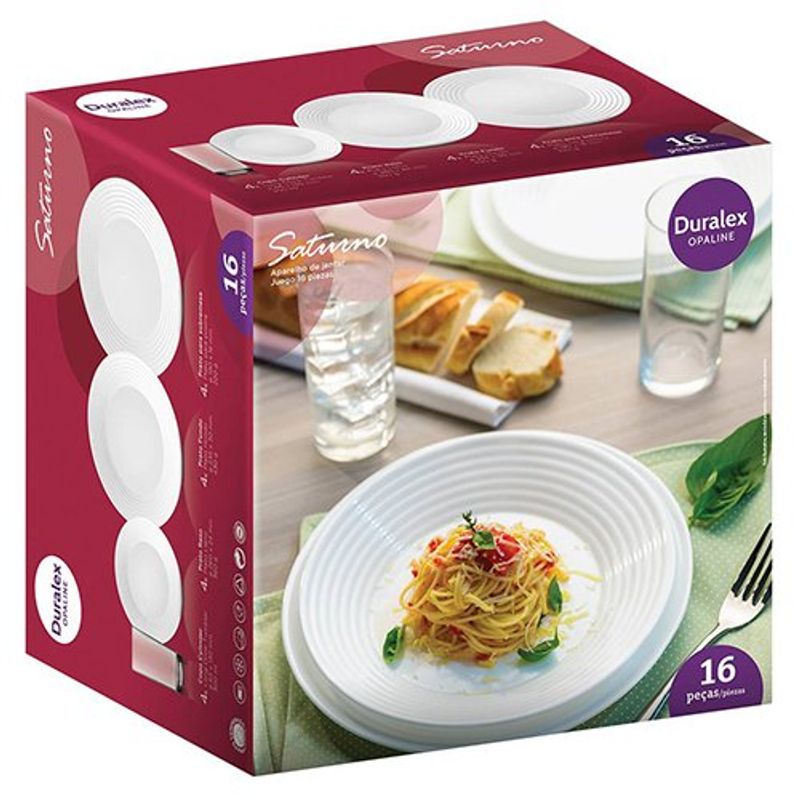 jogo de jantar nadir 16 peças duralex opaline saturno branco 18490201206764
