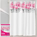 cortina para box de banheiro garfox flamingos branco e rosa
