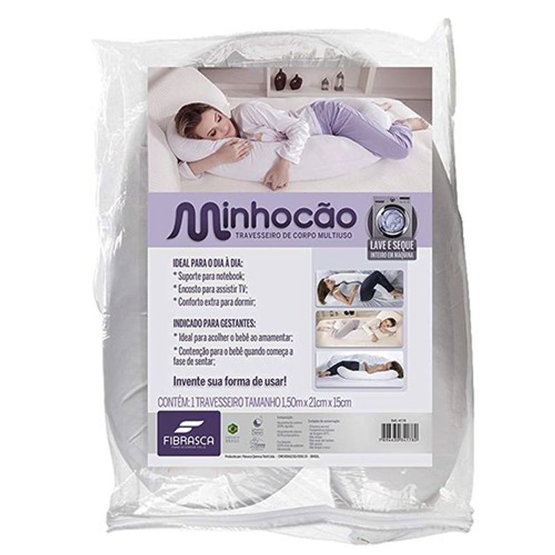 travesseiro de corpo fibrasca minhocão branco 4178