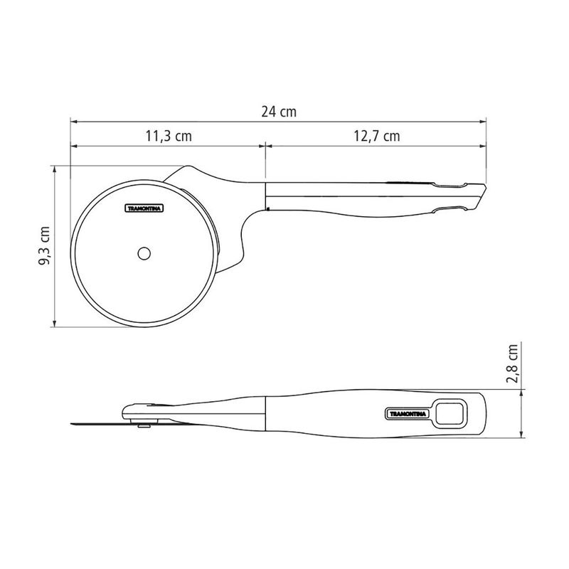 cortador de pizza 24 cm tramontina verano 25584/170 em aço inox e cabo de polipropileno vermelho