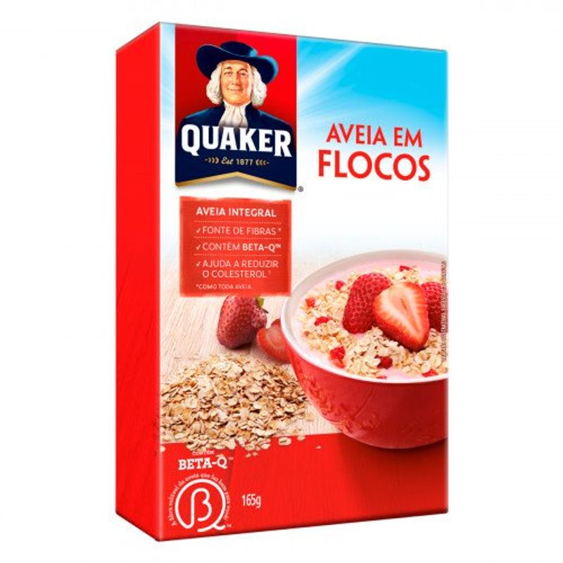 aveia quaker flocos regular 165g