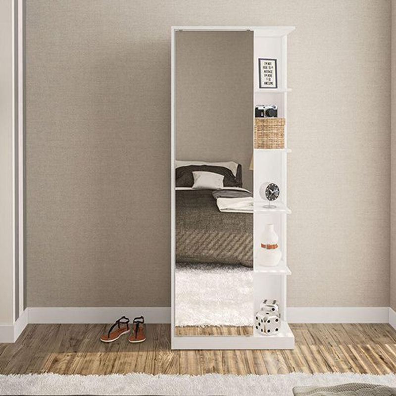 sapateira politorno 1 porta floriano com espelho branco 200064