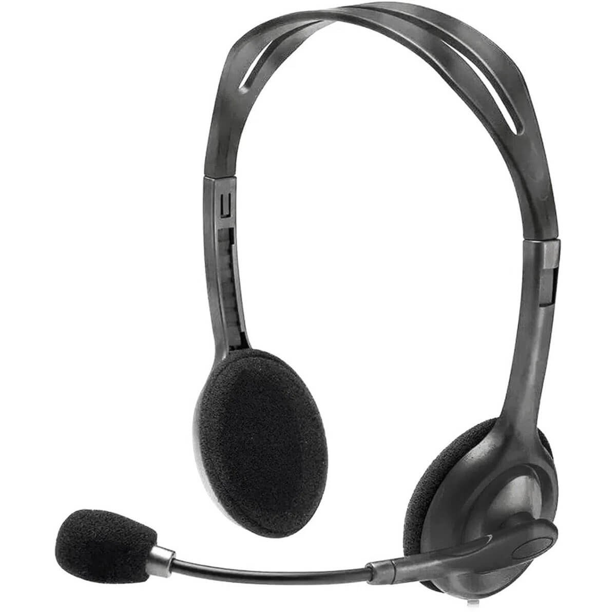 Headset com Fio Logitech Estéreo Analógico Conexão 3.5mm Cinza H111