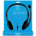 headset com fio logitech estéreo analógico conexão 3.5mm cinza h111